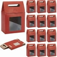 thumbnail image 1 of Treat Boxes 24pcs Gift Box with Window Candy Goodies Boxes Paper Box Red Gable Container for Party Favors Snacks Donuts Cookie Candy Birthday Wedding Shower 5.3×3.2×7.6 Inches, 1 of 8