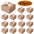 thumbnail image 1 of Treat Boxes Small Gift Boxes with Ribbon Candy Bakery Boxes for Christmas Birthdays Party 50 Pcs Brown, 1 of 7