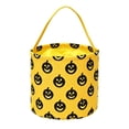 thumbnail image 1 of Treat Container Yellow Pumpkin Print Fabric 9X9 Inch 1 Pack for Student Trick Or Treat Halloween Party Supplies, 1 of 8
