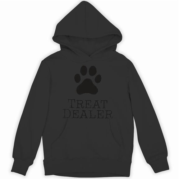 Treat Dealer Funny Dog Paw In Typewriter Fun Sarcastic Pet Owner Quote Graphic Hoodie, for men & women, up to size 5XL