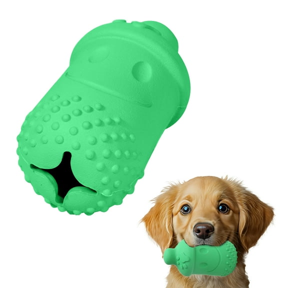 Treat Dispensing Chew Toy Rubber Natural Bamboo Fiber Interactive Fun Puzzle Toys for Small Medium Dogs Puppy Slow Feeder Toys for Teething Traning Playing Green