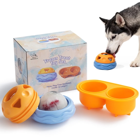 Treat Dispensing Dog Toy Set, Lickable Slow Feeder & Freezable Treat Molds, Long-Lasting Rubber Dog Chew Toy, Anxiety Relief for Aggressive Chewers, Size L for Medium to Large Dogs