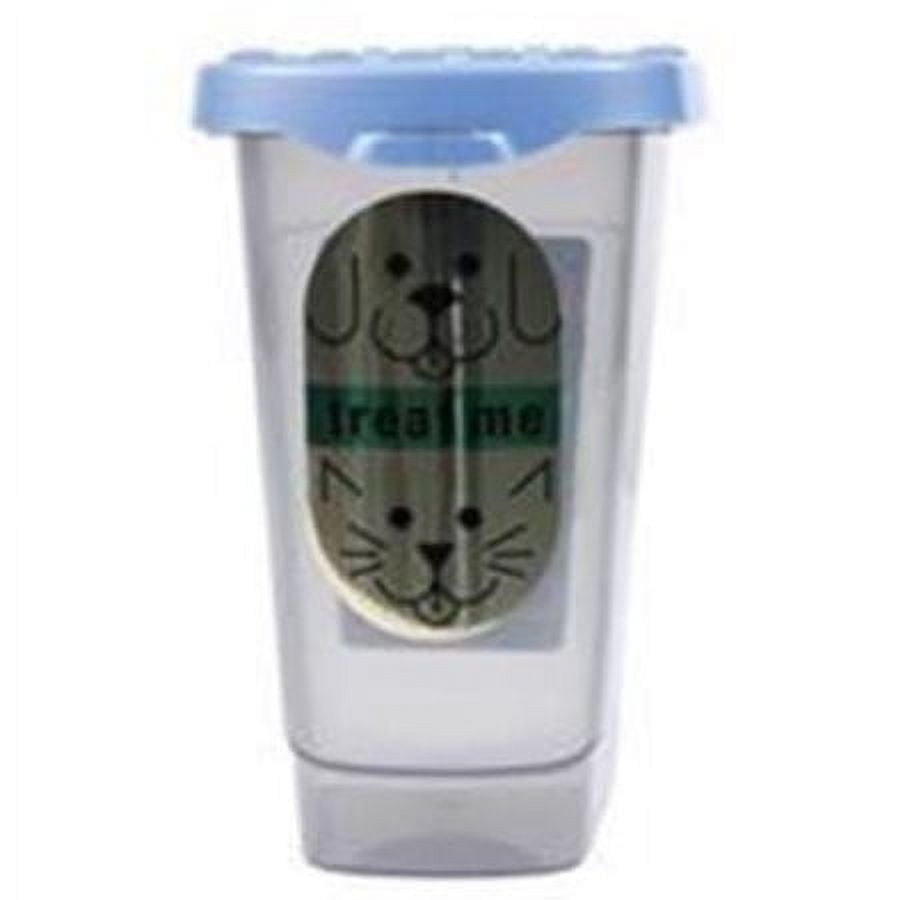 Clear Airtight Plastic Pet Treat Container with Blue Lid