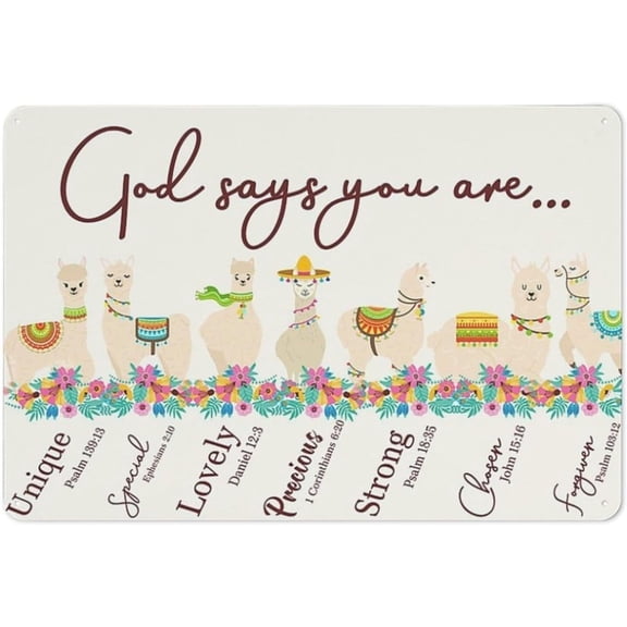 Rustic Metal Tin Sign Llama God Say You are Horizontal Poster Country Farmhouse Home Wall Decor for Living Room,Kitchen,Farm Decoration 8x12 Inch