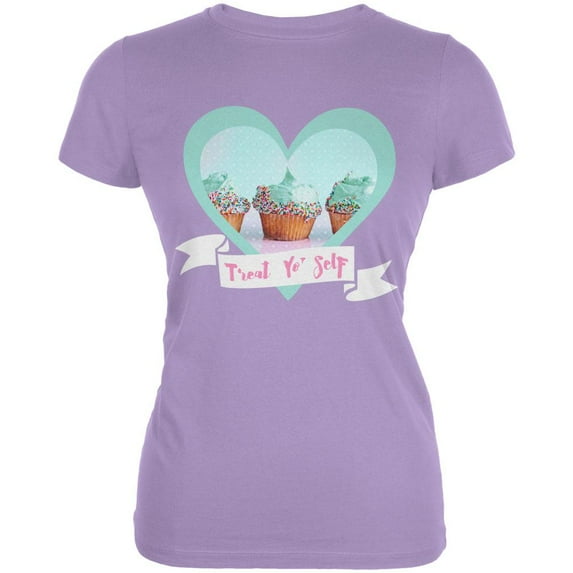 Treat Yo Self Cupcakes Juniors Soft T Shirt Lavender SM