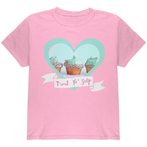 Treat Yo Self Cupcakes Youth T Shirt Light Pink YSM