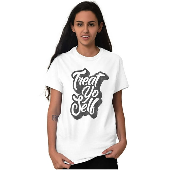 Treat Yo Self Funny Parks Rec Quote Women's Plus Size Graphic Tee Brisco Brands 3X