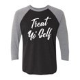 thumbnail image 1 of Treat Yo' Self Unisex 3/4 Sleeve Baseball Raglan Tee, 1 of 3