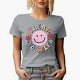 thumbnail image 1 of Treat Yo Self with a Happy or Smiling Face and Flowers Art Merch Gift, Heather Grey T-Shirt, Large, 1 of 5
