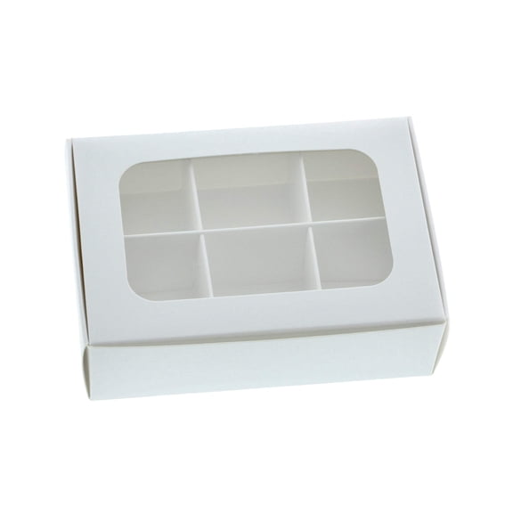 Treat boxes with window and dividers | 6 X-SMALL compartments | 5 x 3.5 x 1.57 in | sweet boxes, Christmas treat boxes, fudge boxes, candy boxes for gift giving | 20-pack (White)