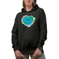 thumbnail image 1 of Treat the Earth with Kindness, Smiling Heart, Earth Day & Environmentalist Merch Gift, Black Hooded Sweatshirt or Hoodie, Large, 1 of 5