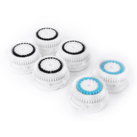 TreatMe100 Unisex 6 Count Sensitive Deep Pore Use Instructions Included Nylon Facial Cleansing Brush Heads White