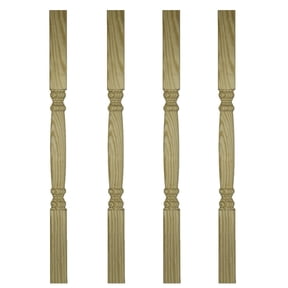 Treated Pine Contemporary Classic Deck Spindles – 2 x 3, 36" Length – Designer Turned Porch & Deck Baluster, Ready to Install, 4pc