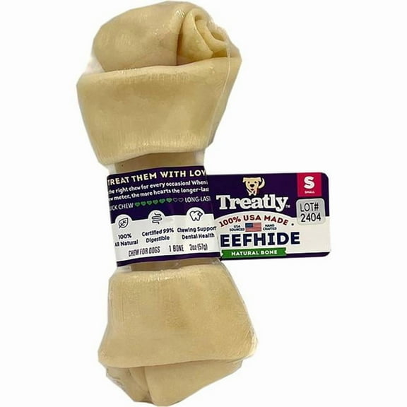 Treatly 12198 5 in. 100 Percent USA Beef Hide Bone Banded - Natural - Case of 32