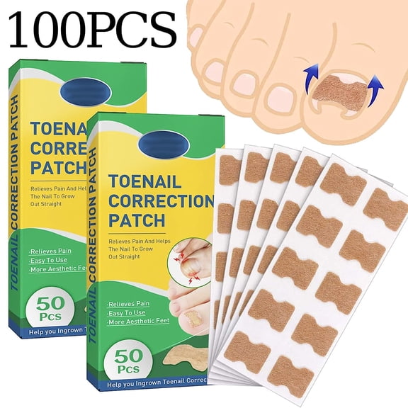 Treatment Ingrown Toenail Corrector Strips,Fitmedify Nail Patches with Nail Correction Tool Kit,Toenail Correction Patch,Ingrown Toenail Removal Kit, 100PCS