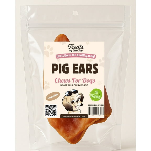 Jumbo Pig Ear Dog Treat, Single-Ingredient Pork Chew, Long-Lasting Dental Chew, 1 Count