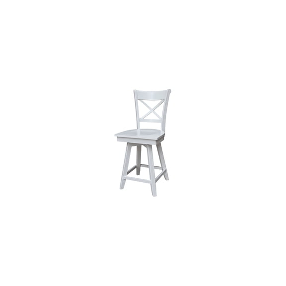 Treats Charlotte 24-In White Swivel Seat Counter Stool in Parawood - 18.5-In x 21.3-In x 41.1-In, Box Frame, Easy to Assemble, Supports 250 Lbs