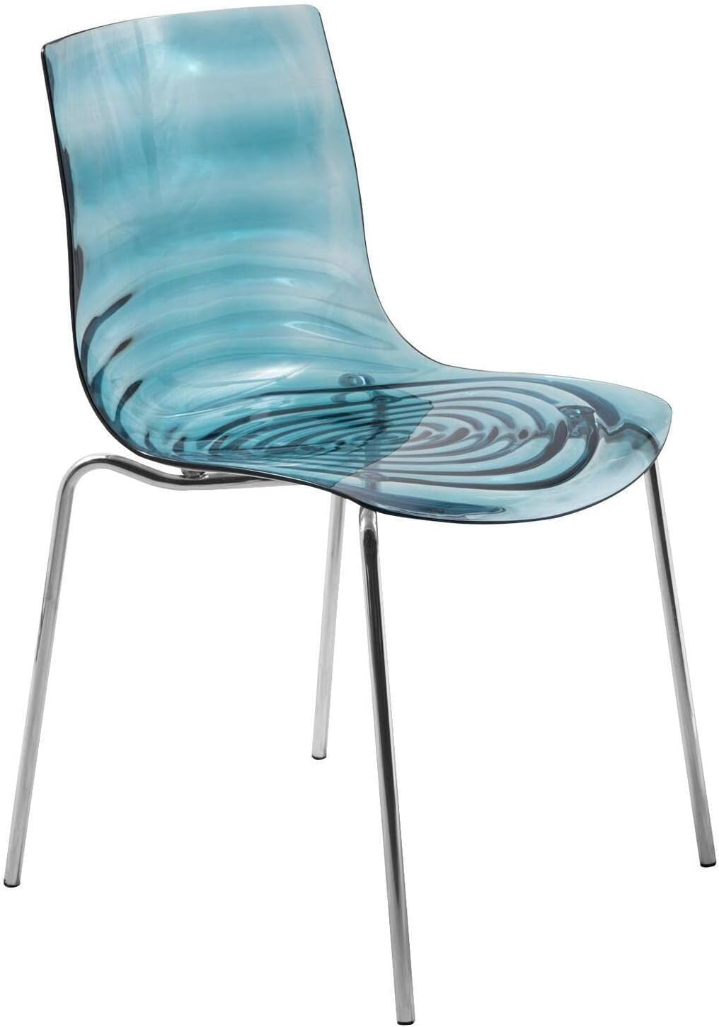 Astor High Transparent Blue Metal Side Chair with Water-Drop Design