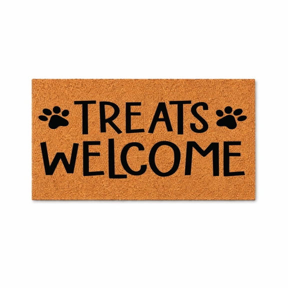 Treats Welcome Doormat, Paw Print Entryway Door Mat, Pet Friendly Welcome Mat (36x60 inches) WoodByStu 6113
