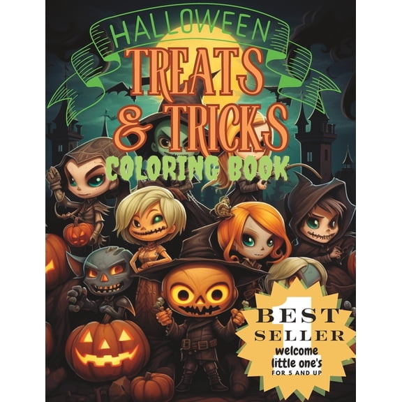 Treats and tricks: Coloring book of Halloween tricker or treaters, (Paperback)