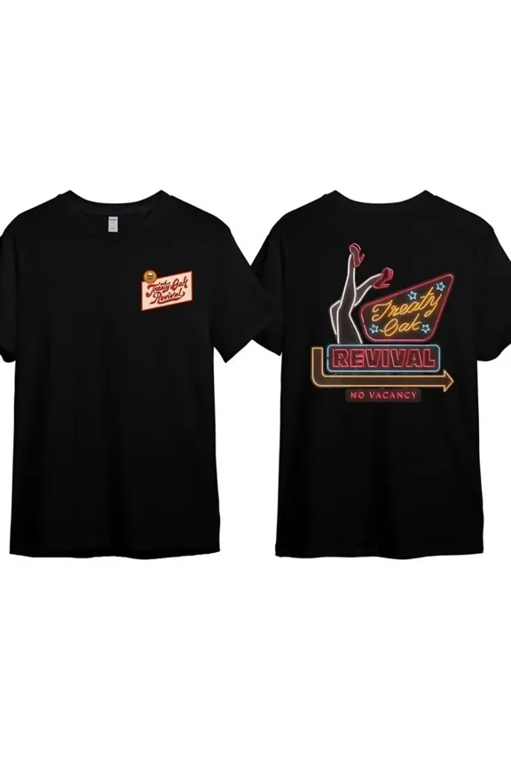 Treaty Oak Revival T-Shirt, For Men & Women Gift Idea,Black Color,Size M