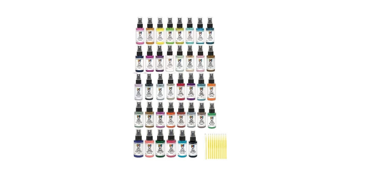 Trebbies Dina Wakely Glossy Acrylic Media Spray Bundle - 38 Color Mega Spray Bundle - Glossy Acrylic Media Spray Detail Sticks
