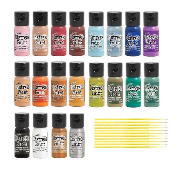 Trebbies Distress Paint Bundle - 5 Flip-Cap Distress Paint Kits (20 Paints Total) with Exclusive Detail Sticks