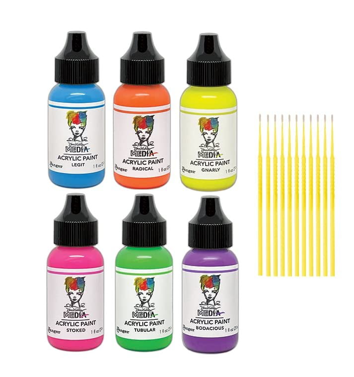 Trebbies Ranger Acrylic Paint Bundle Detail Sticks - Stoked, Radical, Bodacious, Gnarly, Legit, Tubular