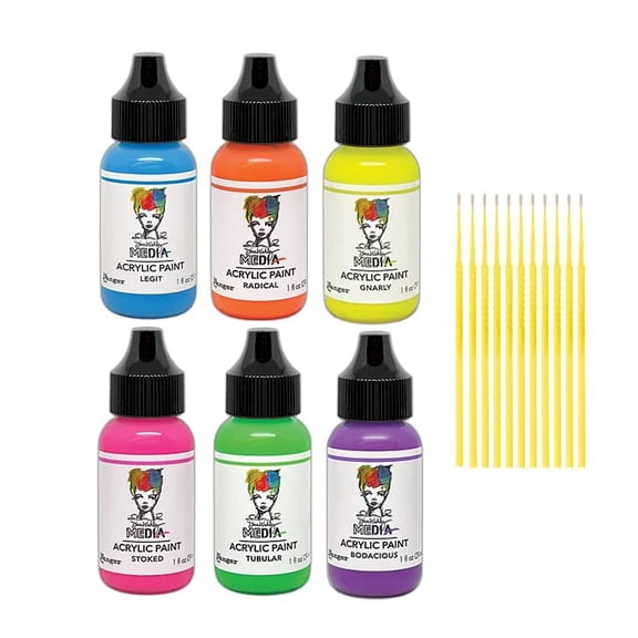 Trebbies Ranger Acrylic Paint Bundle Detail Sticks - Stoked, Radical, Bodacious, Gnarly, Legit, Tubular