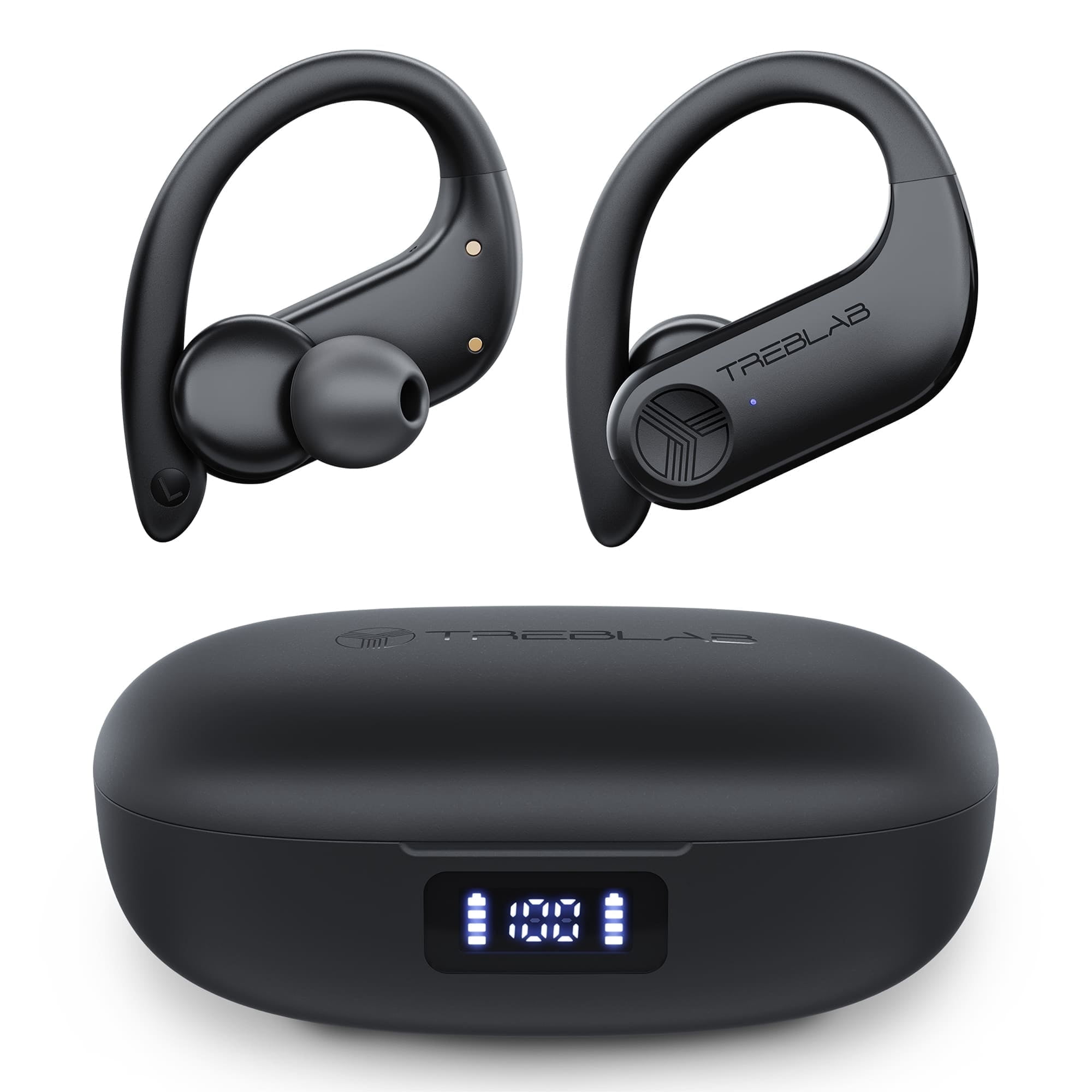 Treblab X3 Pro Workout True Wireless Earbuds, Comfortable Earhooks, 145H Playtime, IPX5 Waterproof