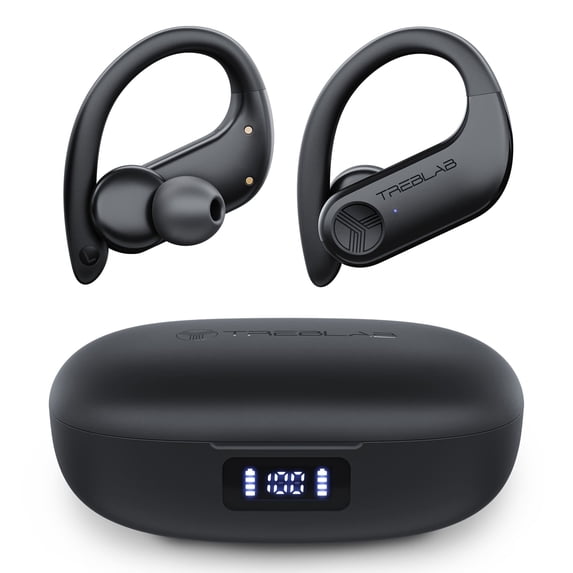 Treblab X3 Pro Workout True Wireless Earbuds, Comfortable Earhooks, 145H Playtime, IPX5 Waterproof