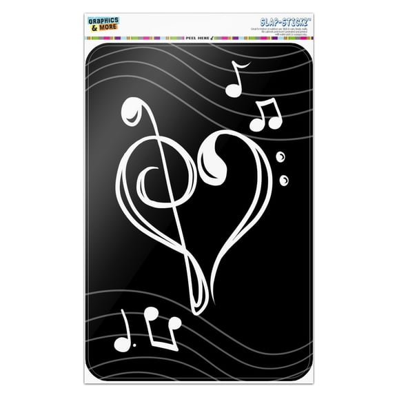 Treble Bass Clef Heart Music Black Home Business Office Sign