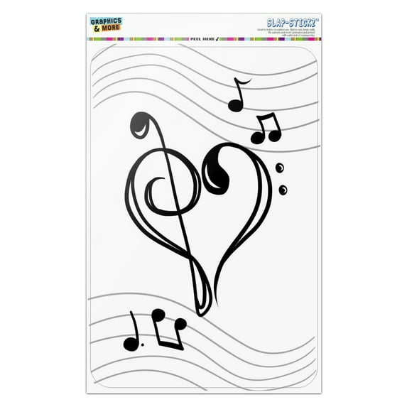 Treble Bass Clef Heart Music Black White Home Business Office Sign