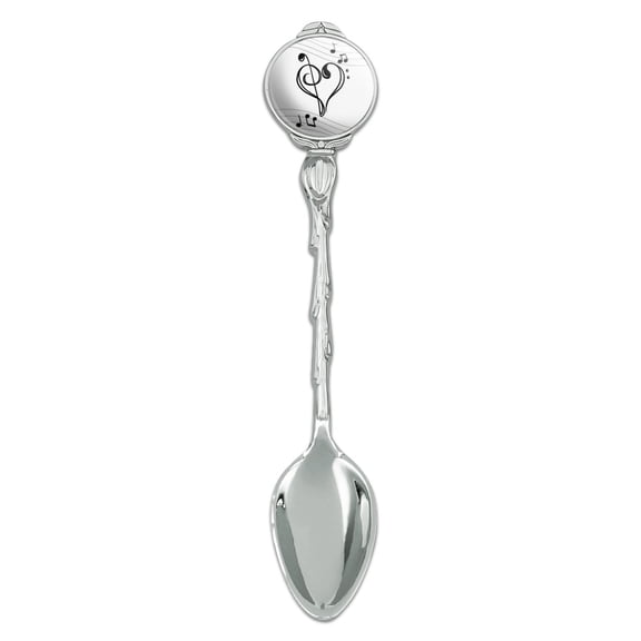 Treble Bass Clef Heart Music Black White Novelty Collectible Demitasse Tea Coffee Spoon