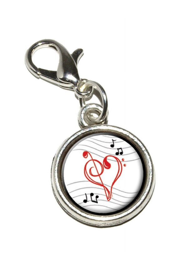 Treble Bass Clef Heart - Music Bracelet Charm