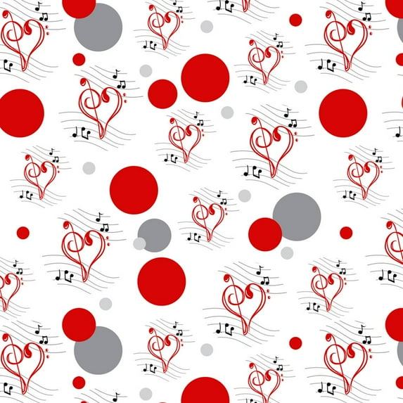 Treble Bass Clef Heart Music Red Premium Gift Wrap Wrapping Paper Roll Pattern