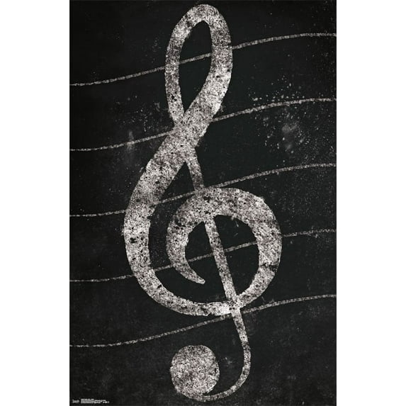 Treble Clef - Chalk Laminated Poster Print (22 x 34)