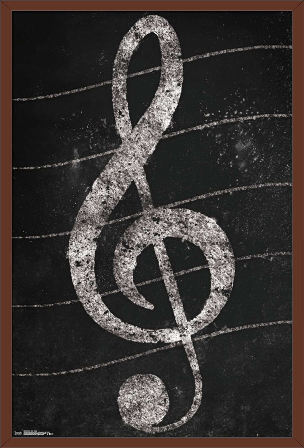 Treble Clef - Chalk Wall Poster, 22.375" x 34", Framed