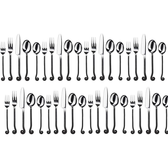 Treble Clef Flatware Set, Service for Person (8 set) Stainless Steel Cutlery Home Kitchen Restaurant Tableware Cutlery Set Include Fork Knife Spoon Tea spoon Silverware Utensils Set