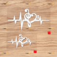 thumbnail image 1 of Treble Clef Heart Beat Love Music Notes Decal Vinyl Sticker - 2 Pack White, 4 Inches, 6 Inches - Style B No Background for Car Boat Laptop, 1 of 6
