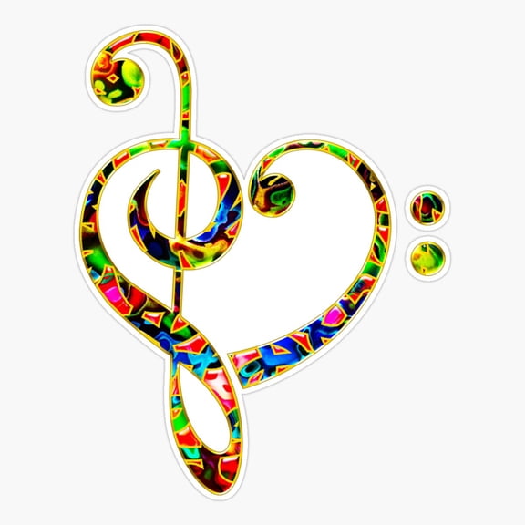 Treble Clef Heart Musician Art Vinyl Decal Sticker