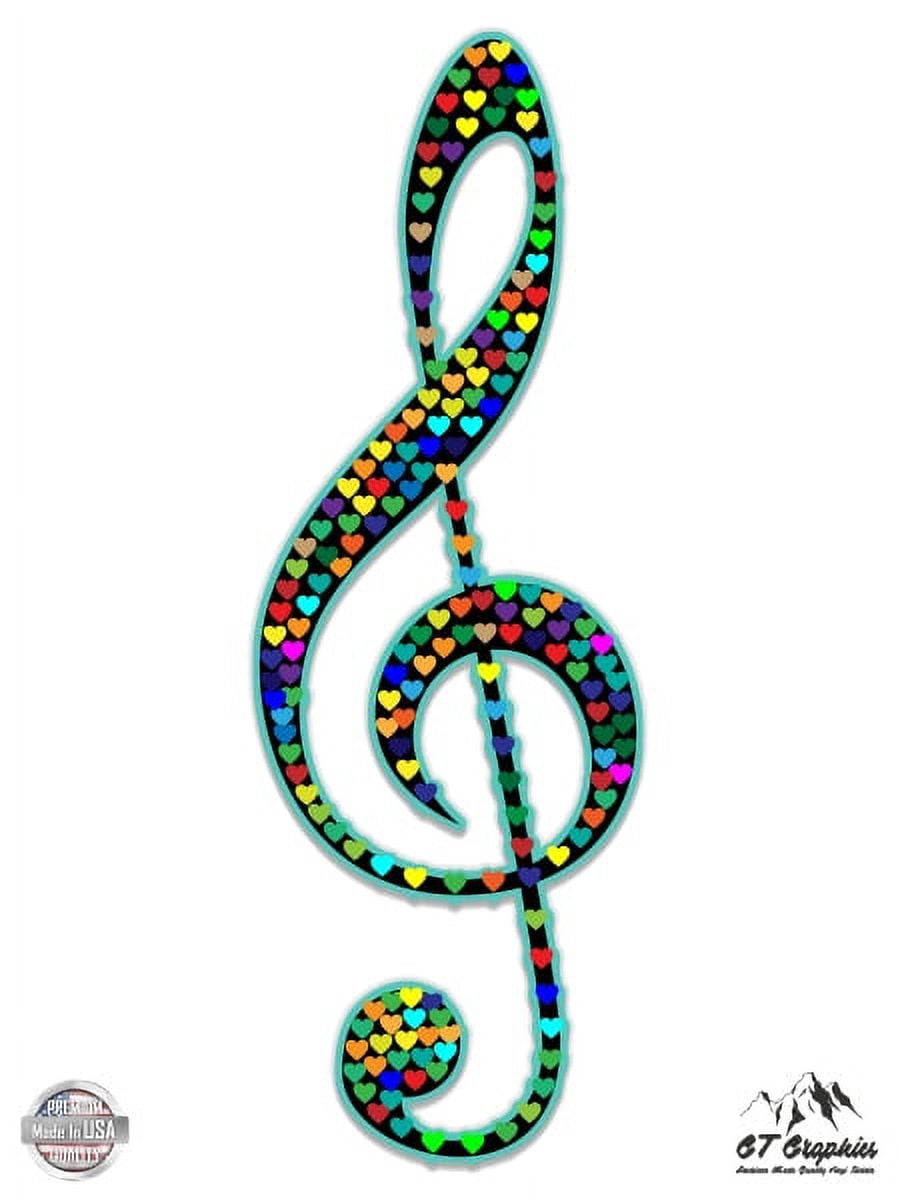Treble Clef Hearts - 3" Vinyl Sticker - For Car Laptop I-Pad Phone ...