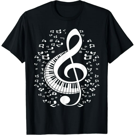 Treble Clef Keyboard Classical Music Notes Pianist Piano T-Shirt