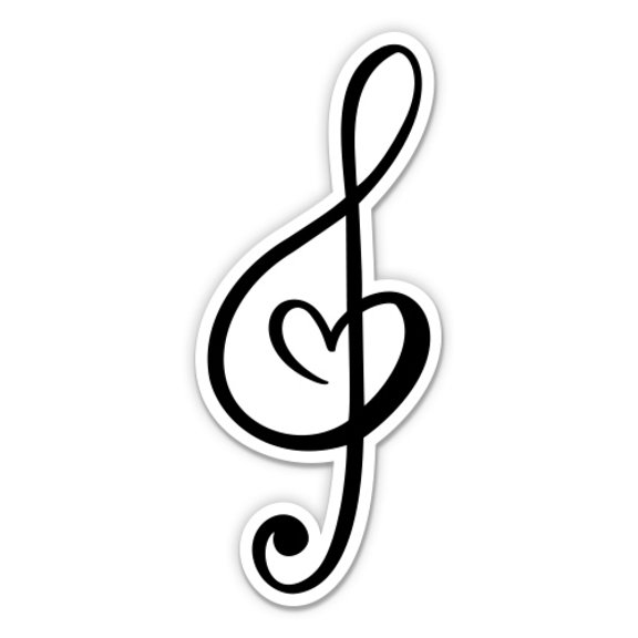 Treble Clef Music - 3" Vinyl Sticker - For Car Laptop Water Bottle Phone - Waterproof Decal