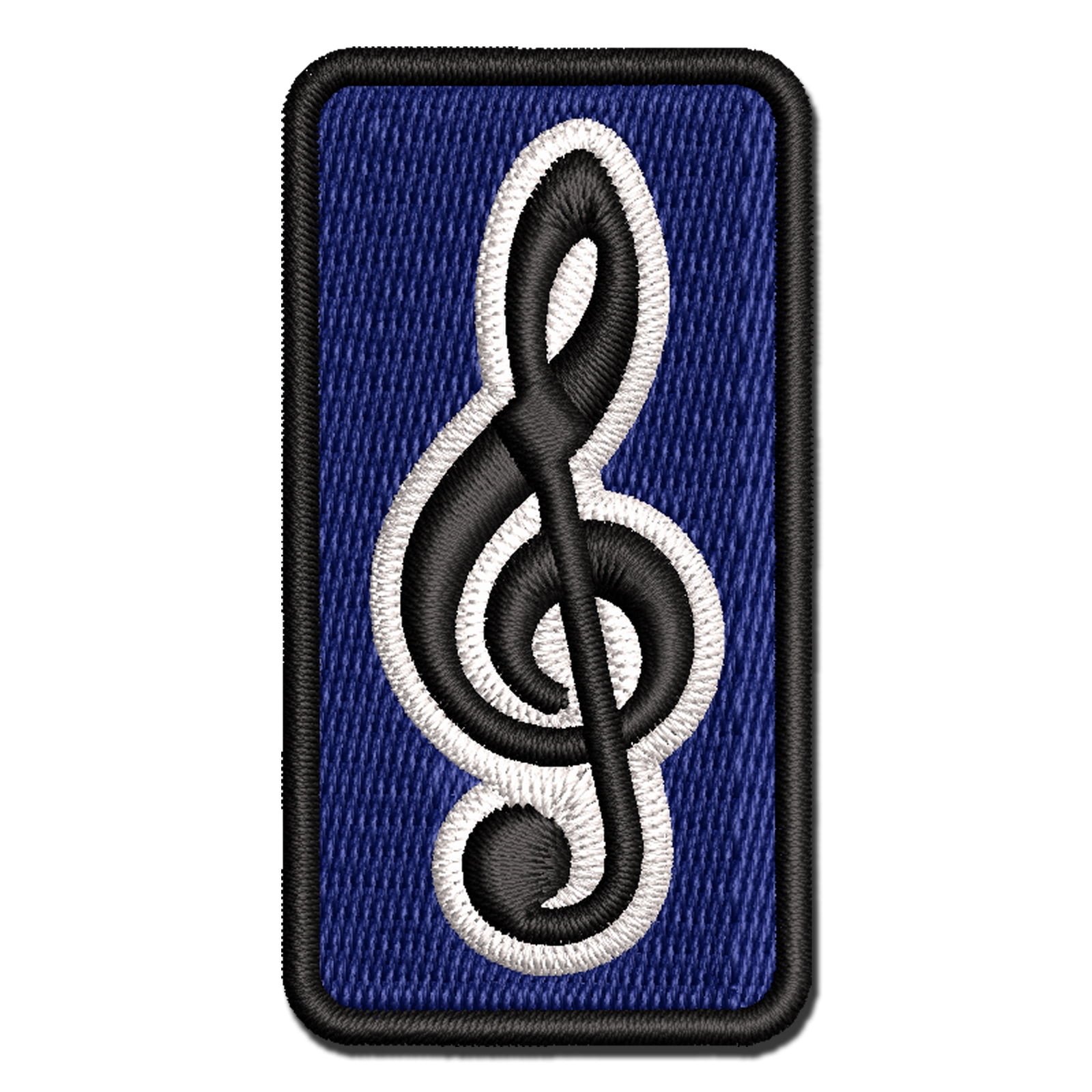 Treble Clef Music Applique Multi-Color Embroidered Hook & Loop Patch - 3.5 Inch Large