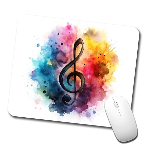 Treble Clef Music Musical Note Colorful Watercolor Mouse Pad Low Profile Gaming Mat