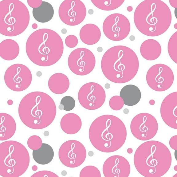 Treble Clef Music Musical Note Sound White on Pink Premium Gift Wrap Wrapping Paper Roll Pattern