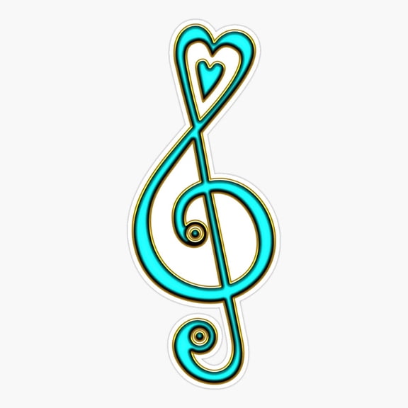 Treble Clef Music Notes Heart Vinyl Decal Sticker