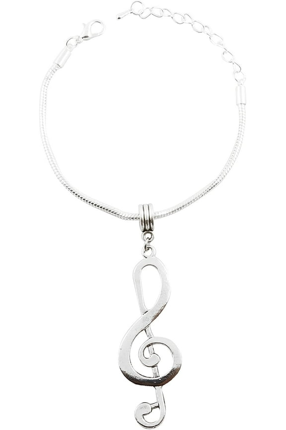 Treble Clef Music Symbol Snake Chain Charm Bracelet
