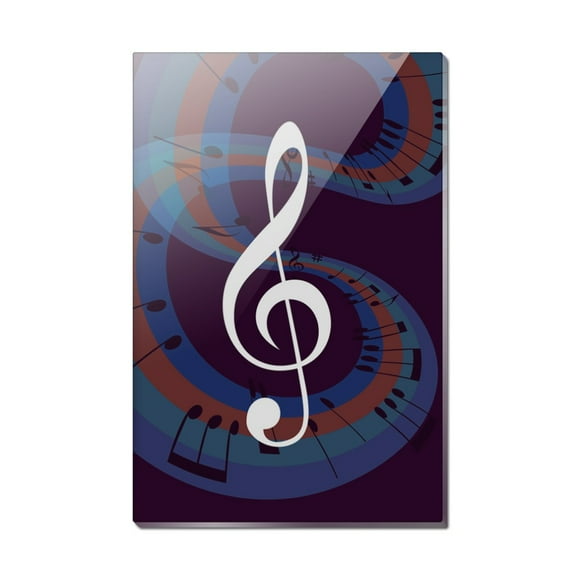 Treble Clef on Music Notes Rectangle Acrylic Fridge Refrigerator Magnet